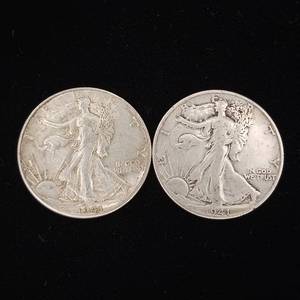 lot 185 image: 1941 90% Silver Walking Liberty Half Dollars - 2 Coins Total � One Dollar Face Value � Tax Exempt Constitutional Currency