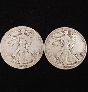 lot 188 image: 1942 90% Silver Walking Liberty Half Dollars - 2 Coins Total � One Dollar Face Value � Tax Exempt Constitutional Currency