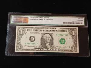 lot 153 image: ERROR  Insufficient Inking of First Print � PMG 65 - $1 FRN Series 1974 � Tax Exempt