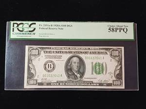 lot 183 image: 1928A - $100 Dollar Federal Reserve Note Choice About New 58 PPQ PCGS Currency Rated � TAX EXEMPT