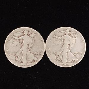 lot 214 image: 1941 90% Silver Walking Liberty Half Dollars - 2 Coins Total � One Dollar Face Value � Tax Exempt Constitutional Currency