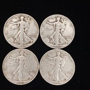lot 234 image: 1941 90% Silver Walking Liberty Half Dollars - 4 Coins Total � 2 Dollars Face Value � Tax Exempt Constitutional Currency