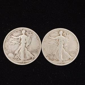 lot 256 image: 1941 90% Silver Walking Liberty Half Dollars - 2 Coins Total � One Dollar Face Value � Tax Exempt Constitutional Currency