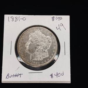 lot 244 image: 1881O Morgan Silver Dollar � 90% Silver � Mint Mark O � Brilliant uncirculated - TAX EXEMPT