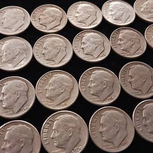 lot 253 image: Lot of 90% Pre-1965 Silver Dimes - 20 Coins Total � 2 Dollars Face Value � Tax Exempt Constitutional Currency