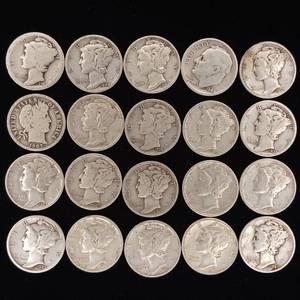 lot 274 image: Lot of 90% Pre-1965 Silver Dimes - 10 Coins Total � 1 Dollar Face Value � Tax Exempt Constitutional Currency � Roos Merc Barb