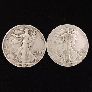lot 265 image: 1941 90% Silver Walking Liberty Half Dollars - 2 Coins Total � One Dollar Face Value � Tax Exempt Constitutional Currency