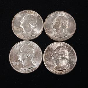 lot 287 image: 1964 and 1954 Silver 90% Washington Quarters in Excellent Condition � Tax Exempt