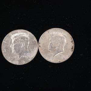 lot 312 image: 90% Silver Washington Pre-1965 Quarters - 2 Coins from 1964  � 1 Dollar Face Value � Tax Exempt Constitutional Currency