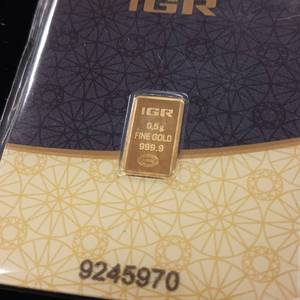 lot 316 image: IGR Gold Bar � Fine Gold .999% - .5 grams