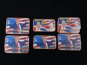 lot 343 image: 10 Bars total Rare. 1 oz Colorized Trump Biden Copper Bar KO TRUMP WINS Boxing. Awesome Bars