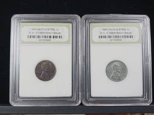 lot 344 image: International Numismatic Bureau � 2 total 1943  Lincoln Steel pennies -  Tax Exempt Constitutional Currency