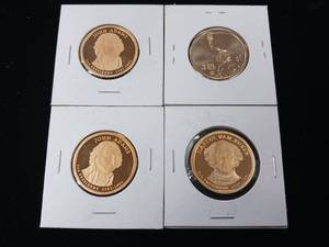 lot 348 image: Lot of Gold Colored Presidential Dollars � US Mint � 4 total coins Tax Exempt