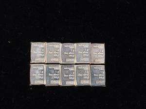 lot 353 image: 10 total Silver Bars .999% Pure -  1 gram each � 10 grams total  Valcambi Suisse � Tax Exempt