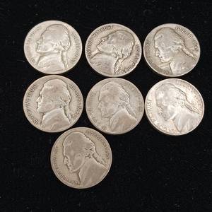 lot 358 image: 7 total coins � War Era Nickels � 35% silver � Tax Exempt � Nice details
