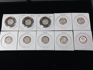 lot 366 image: 1959 (different mint marks) 90% Silver Dimes - 20 Coins Total � 2 Dollars Face Value � Tax Exempt Constitutional Currency � all are 1959 bright and shiny