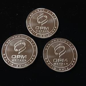 lot 269 image: 3 Uncirculated Bullion Coins � 3 troy ounces total � OPM Metals � .999% silver tax exempt -  Made in the USA