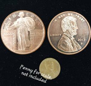 lot 317 image: Copper 1 ounce Bullion minted 2017 � 2 Total Coins one ounce each � Lincoln and Liberty � Taxable