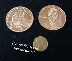 lot 326 image: Copper 1 ounce Bullion minted 2017 � 2 Total Coins one ounce each � Lincoln and Seated Liberty � Taxable