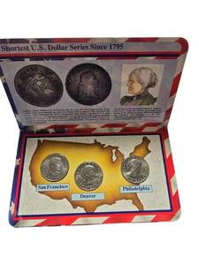 lot 12 image: 1979 SBA 3 coin set Uncirculated P,D & S Mint Coins. These are getting harder to find 