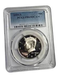 lot 27 image: 1999 - S Kennedy Half Dollar, graded PCGS PR69DCAM