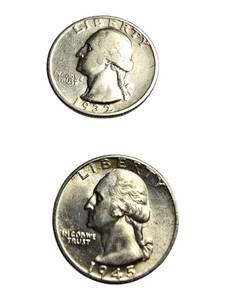 lot 49 image: Silver quarters in good condition with various mint marks