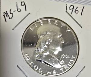 lot 63 image: 1961 Franklin Half Dollar - Grade MS-69
