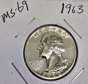 lot 77 image: 1963 George Washington Quarter - MS-69 grade.