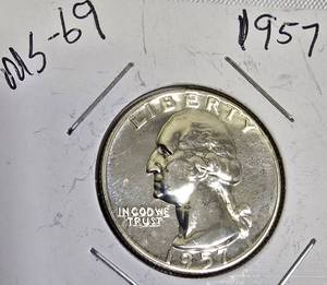 lot 80 image: 1957 George Washington Quarter - MS-69 grade.