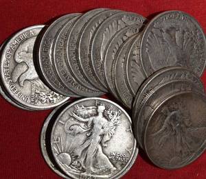 lot 574 image: Twenty (20) 90% Liberty Walking Half Dollars