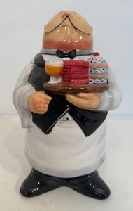 lot 16 image: T Flickinger Ceramic Butler  Waiter Cookie Jar