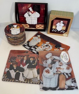 lot 28 image: Collection of NOS Fat Chef Motif Kitchenware from the Al Dente Collection by Jennifer Garant