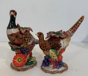 lot 25 image: Fitz and Floyd AUTUMN BOUNTY  Fall Harvest Pheasant Candle holders