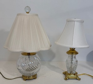lot 39 image: Lot of 2 Crystal  Leaded Glass Table Lamps (1 Waterford)