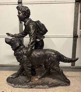 lot 56 image: 42 Tall Resin Faux Bronze Homeward Bound Garden Statue