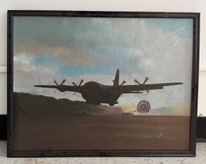 lot 81 image: Signed Vietnam War Era C-130B Hercules Delivering Painting