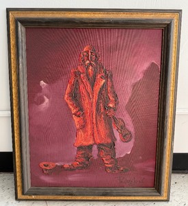 lot 86 image: Vinatge Mid Century Street Performer Painting Signed Pedro Jose