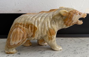 lot 96 image: Highly Detailed Solid Carved Stone Bear Sculpture