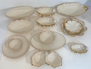 lot 27 image: LARGE Lot of Gold Trimmed LENOX Serving Pieces