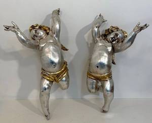 lot 40 image: Mirrored Pair of Baroque Style Cherubs