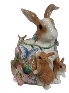 lot 47 image: Vintage Fitz &amp Floyd Classics Garden Rhapsody Easter Bunny Cookie Jar