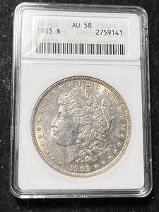 1903 US MORGAN SILVER DOLLAR ANACS AU58