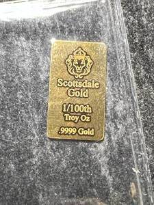 lot 21 image: 1100TH TROY OZ .9999 FINE GOLD SCOTTSDALE BAR