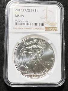 lot 42 image: 2012 AMERICAN SILVER EAGLE NGC MS69