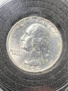 lot 45 image: 1964 US WASHINGTON QUARTER IN CASE