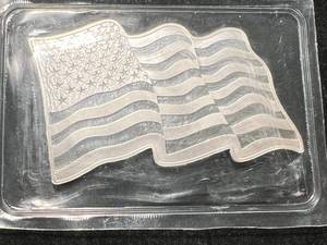 lot 54 image: 1 TROY OZ .999 FINE SILVER AMERICAN FLAG BAR