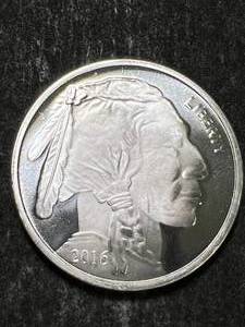 lot 66 image: 1 TROY OZ .999 FINE SILVER BUFFALO INDIAN ROUND