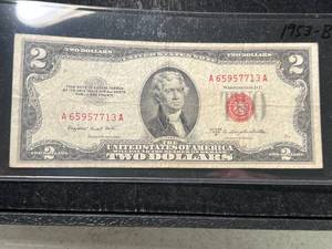 lot 75 image: 1953B US RED SEAL $2 BILL