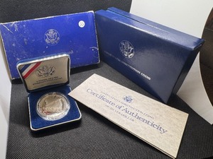 lot 55 image: 1987-S Proof We The People Silver Commem. Dollar in Complete Mint Package with COA