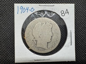lot 84 image: Better Date 1904-O Barber Half Dollar